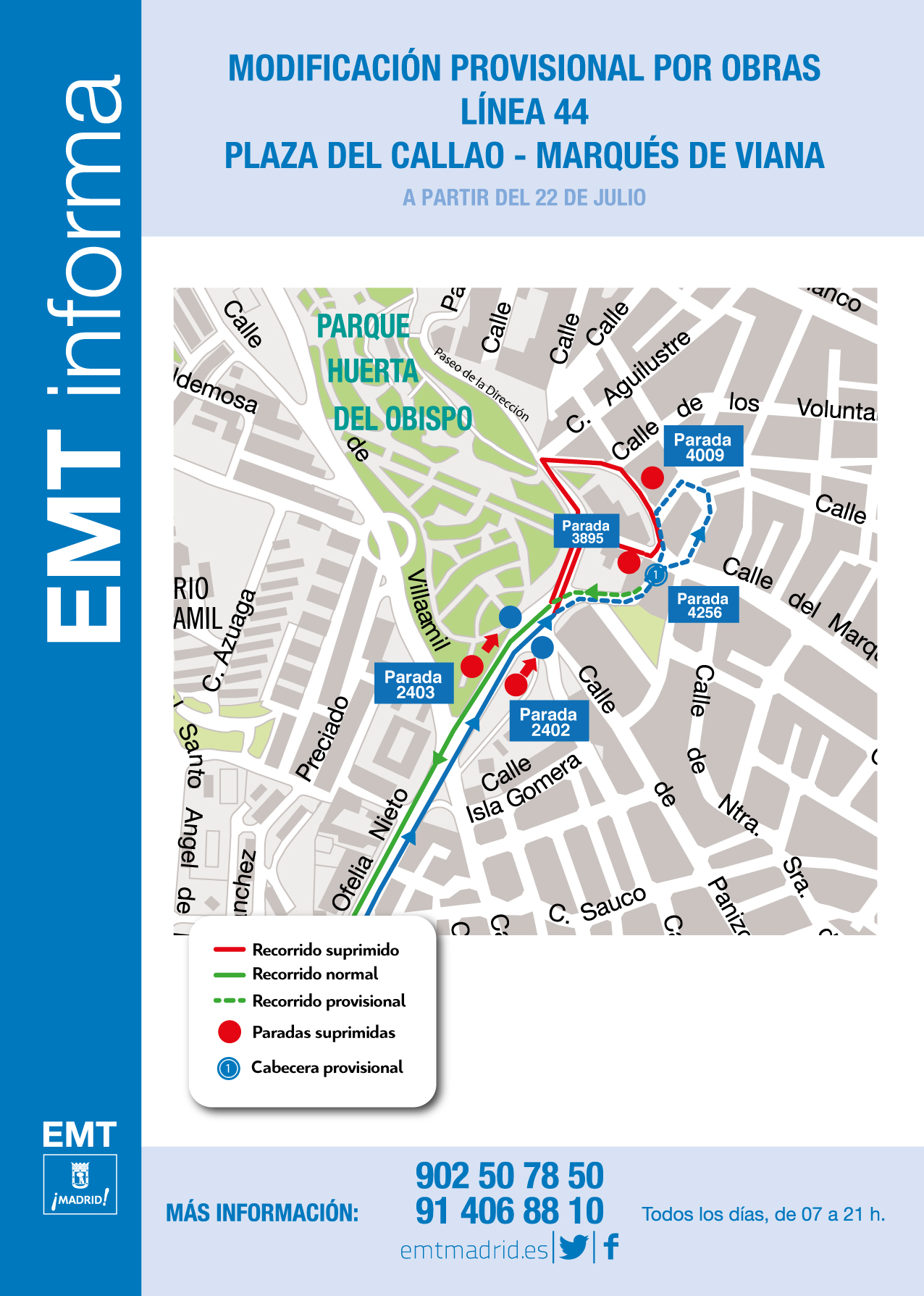 Nuevas cabeceras de las líneas 11 44 y 177 de la EMT en Marqués de